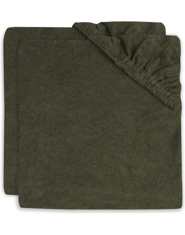 Jollein vystymo kilimėlio užvalkalai Terry Leaf Green 50x70 cm (2 vnt.) &ndash; mink&scaron;ta medvilnė