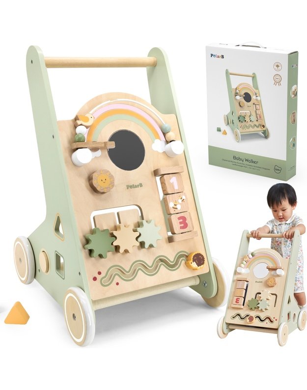 Viga Toys PolarB Wooden Baby Walker Green – educational push toy