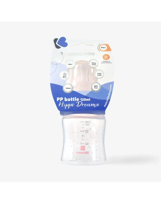 Hippo Dreams PP feeding bottle 120 ml Pink