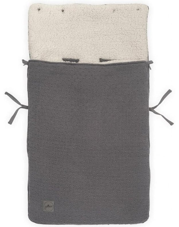 Jollein Bliss Knit Footmuff for Car Seat & Stroller, Storm Grey, 82×42 cm