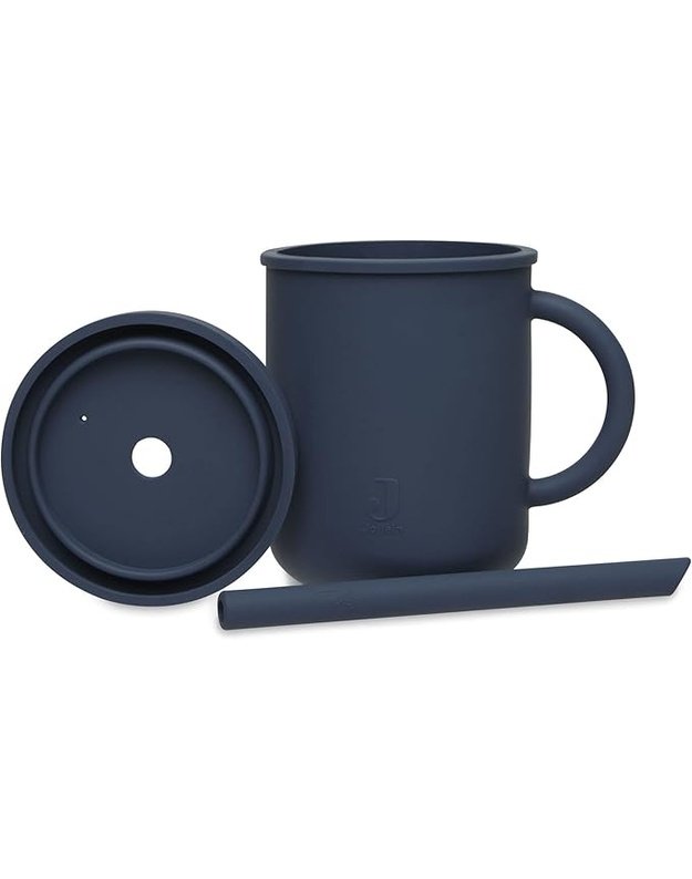 Jollein Children’s Silicone Drinking Cup with Straw Jeans Blue