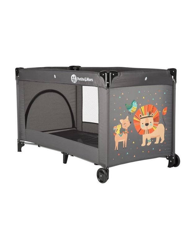 Petite&Mars Travel Cot Koot Lion Grey