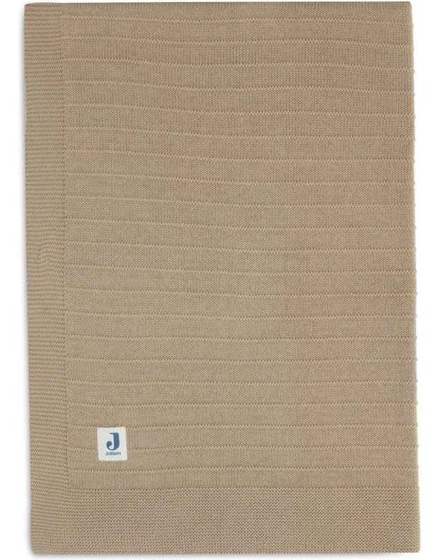 Jollein Baby Cradle Blanket Pure Knit Biscuit GOTS – soft organic knit blanket