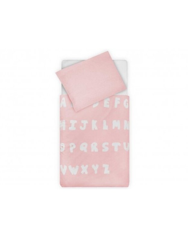 Jollein duvet and pillowcase set ABC Blush Pink 120x150