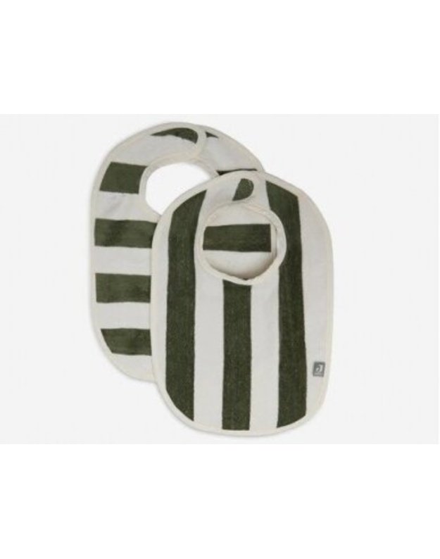 Jollein bib Bib stripe Terry Leaf Green GOTTS 2pcs