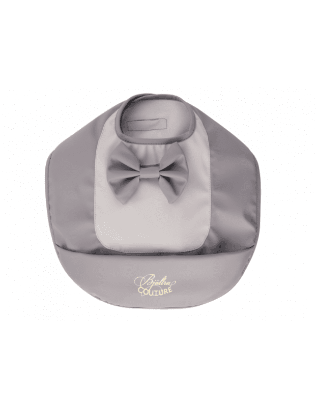 Bjallra of Sweden bib - Gray Bow