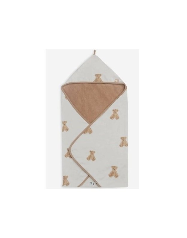 Jollein Terry Hooded Towel Teddy Bear GOTS 75x75 cm – soft & organic baby towel