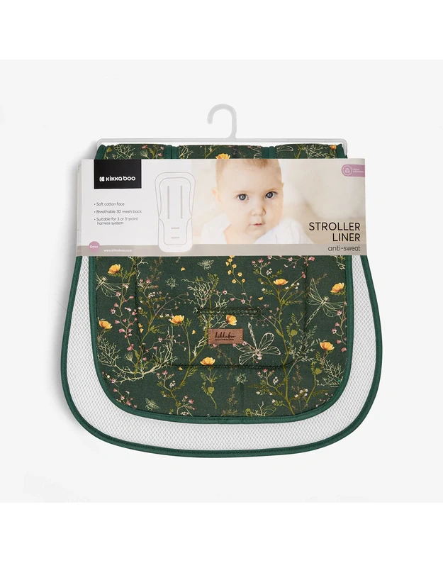KikkaBoo Stroller Lining - Secret Garden Green