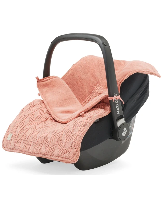Jollein warm knitted footmuff Spring Knit Rosewood for stroller and car seat