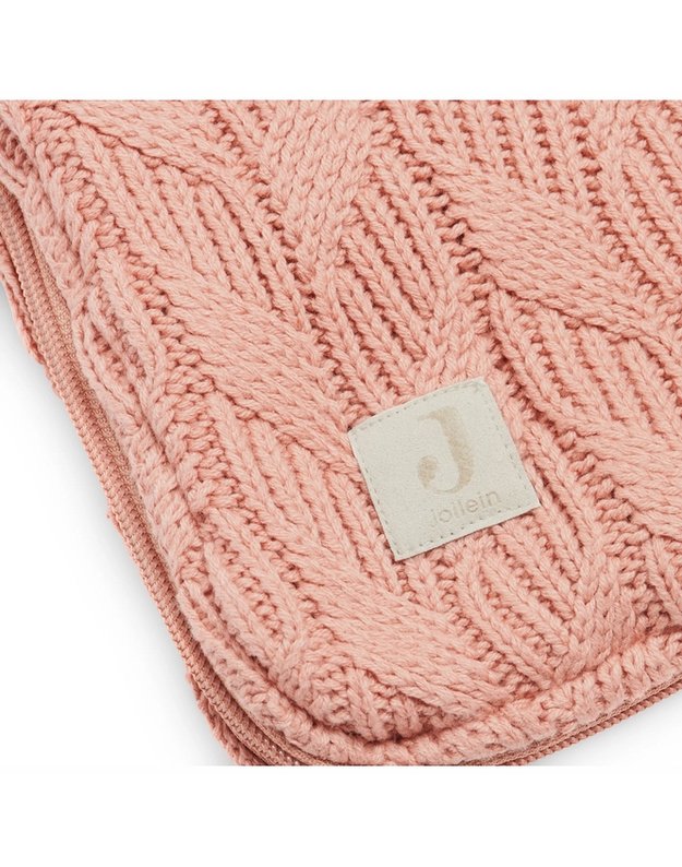Jollein warm knitted footmuff Spring Knit Rosewood for stroller and car seat