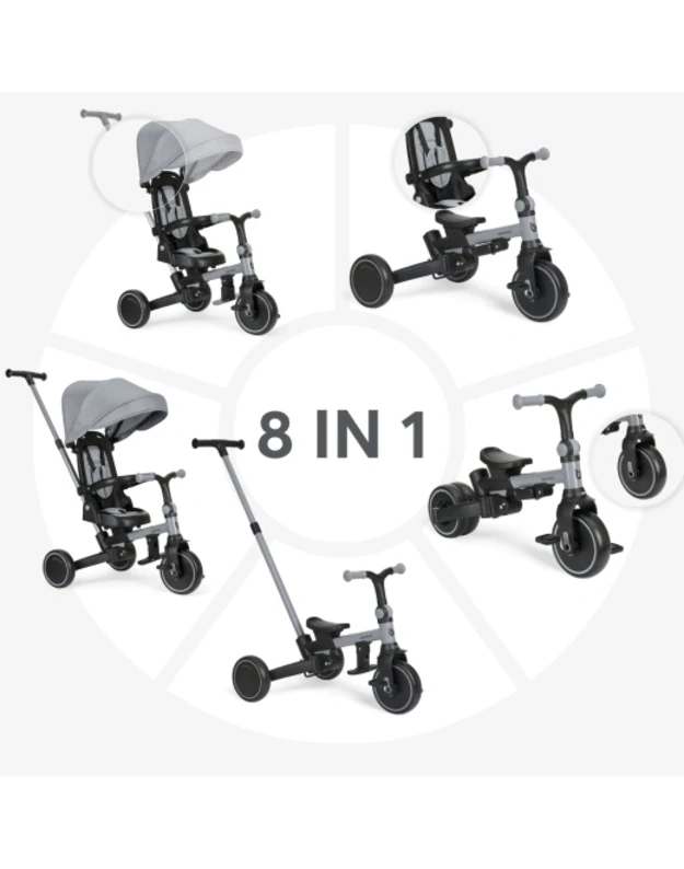 Triratukas 8 in 1 KikkaBoo Aluma Grey &ndash; daugiafunkcis triratukas vaikams
