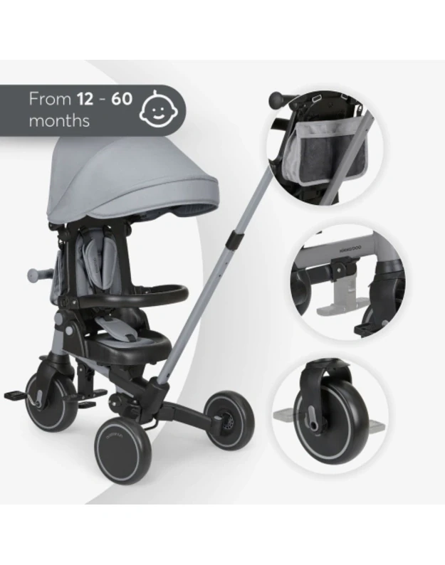 Triratukas 8 in 1 KikkaBoo Aluma Grey &ndash; daugiafunkcis triratukas vaikams