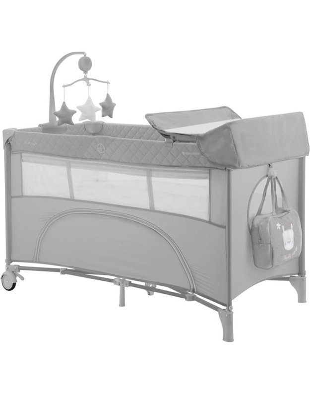 KikkaBoo Nighty Night Grey 2-Level Travel Cot – safe & practical baby bed
