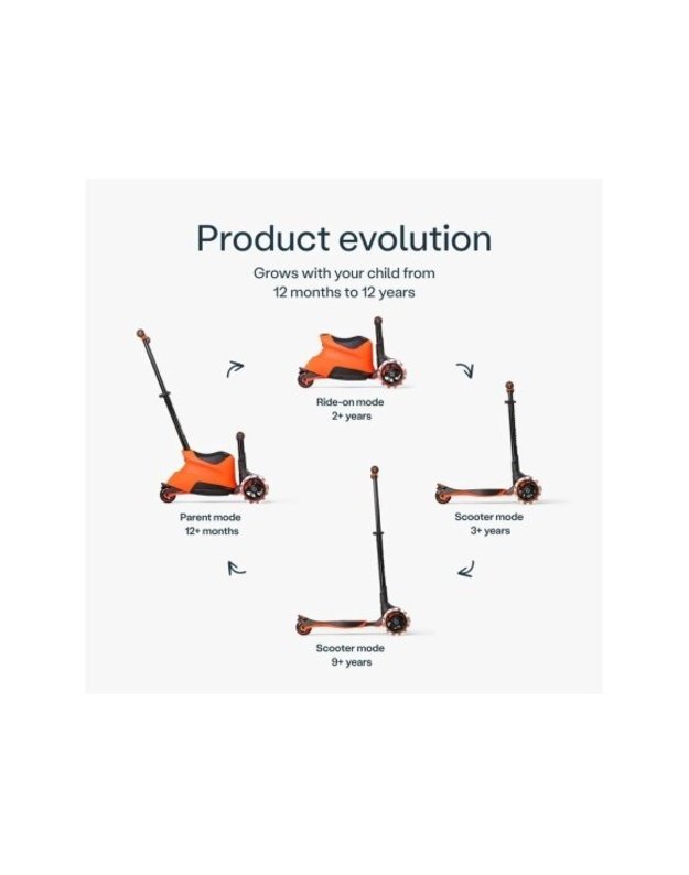 SmarTrike Xtend Ride On Scooter Plus Orange &ndash; paspirtukas nuo 1 iki 12 metų