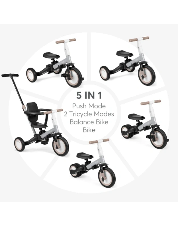 KikkaBoo Flip 5in1 triratukas Grey &ndash; daugiafunkcis augantis su vaiku