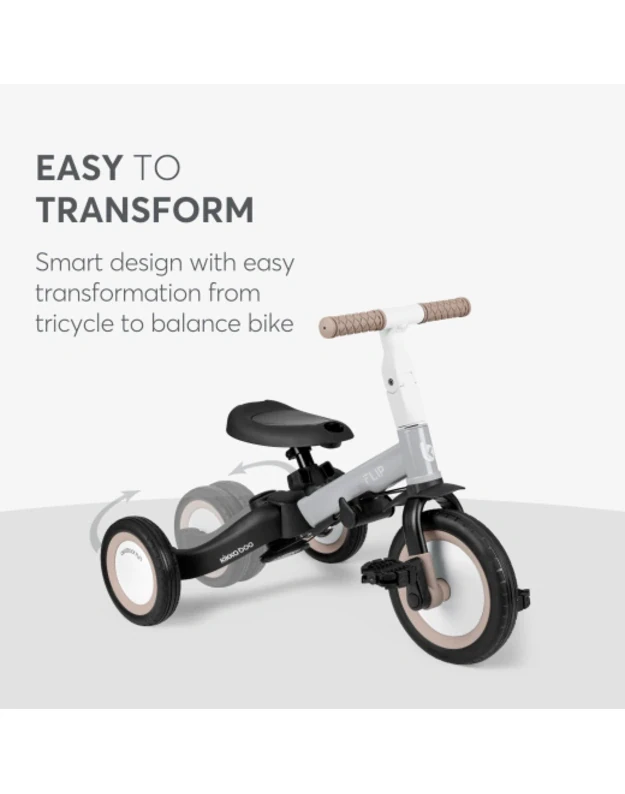 KikkaBoo Flip 5in1 triratukas Grey &ndash; daugiafunkcis augantis su vaiku