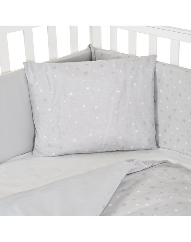 Baby Bedding Set 6 pcs NOOK Grey Stars 120x60 