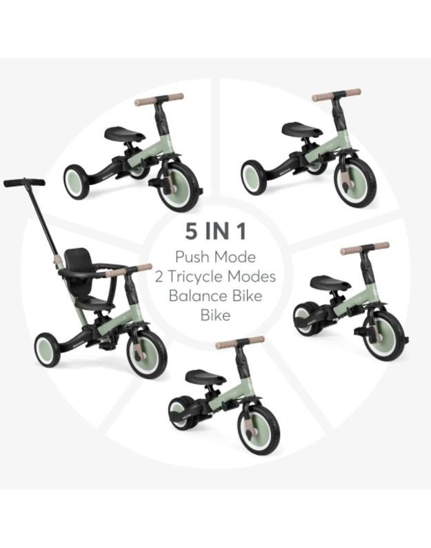 KikkaBoo Flip 5in1 triratukas Green&ndash; daugiafunkcis augantis su vaiku