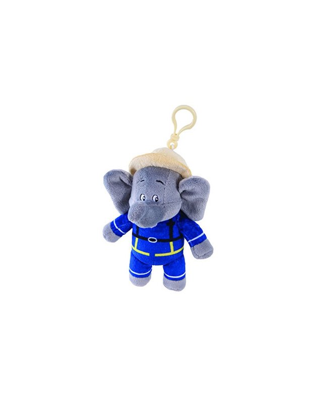 Jazwares Benjamin Blümchen Firefighter Plush Toy with Sound and Clip 15 cm