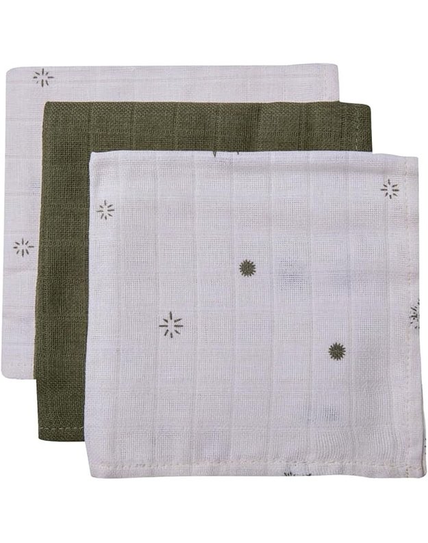 Jollein muslino atpildymo servetėlės 3 vnt. Green/White 31x31 cm