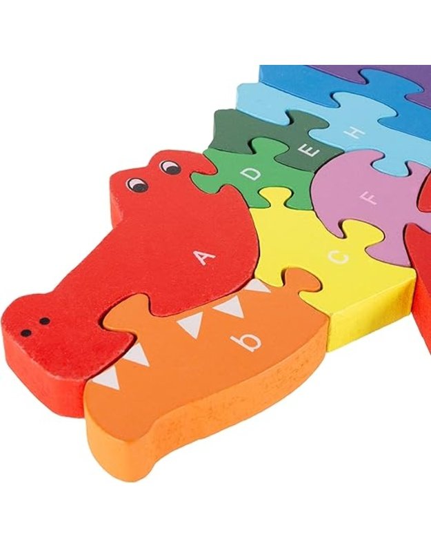 Medinė abėcėlės dėlionė Hey! Play! Alligator Puzzle &ndash; edukacinis žaislas vaikams