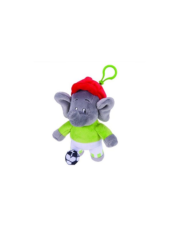 Benjamin Blümchen Football Player Plush Toy with Sound and Clip 15 cm