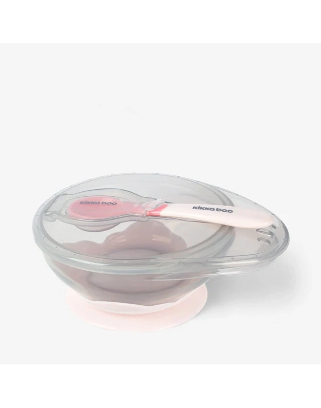 Silicone Suction Cup Bowl with Spoon – Pink