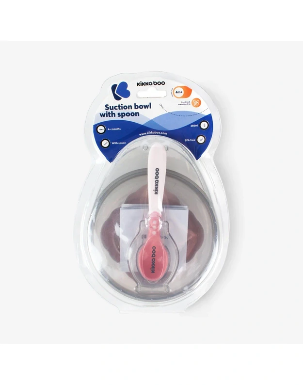 Silicone Suction Cup Bowl with Spoon – Pink