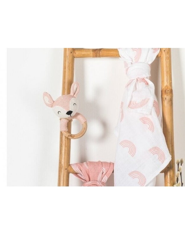 Jollein teether-rattle "Deer" Pale Pink