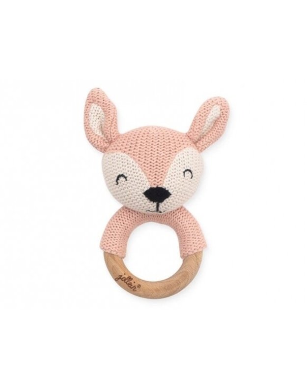 Jollein teether-rattle "Deer" Pale Pink