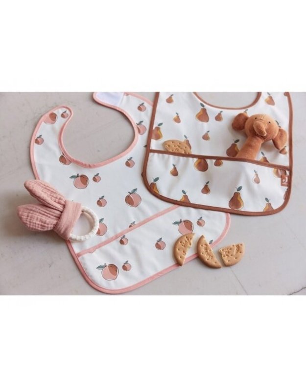 Jollein waterproof bib Bib with pocket Peach 2pcs.