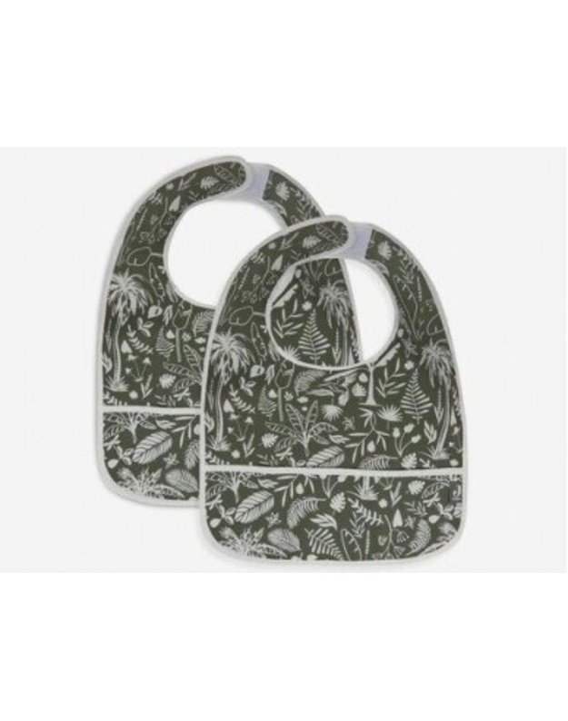 Jollein waterproof bib Bib with pocket Botanical Leaf Green 2pcs