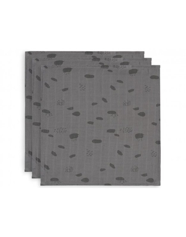 Jollein Jollein Muslin Cloths Spot Storm Grey 15x21 cm 3 pcs