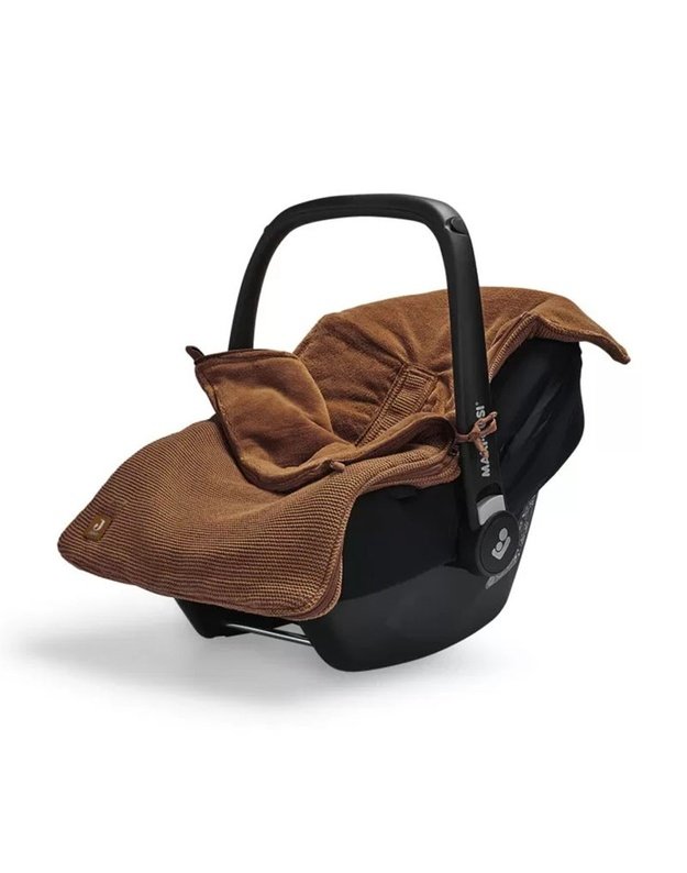 Jollein Basic Knit Karamelės spalvos &scaron;iltas vokelis kūdikių automobilinei kėdutei (0+)