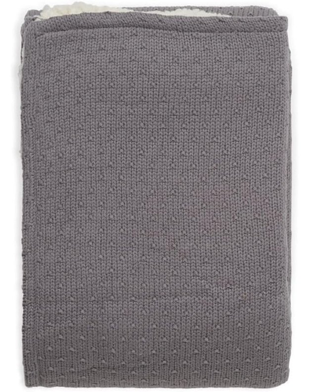 Jollein megztas pledas su Teddy pamu&scaron;alu Bliss Knit Grey 100x150 cm