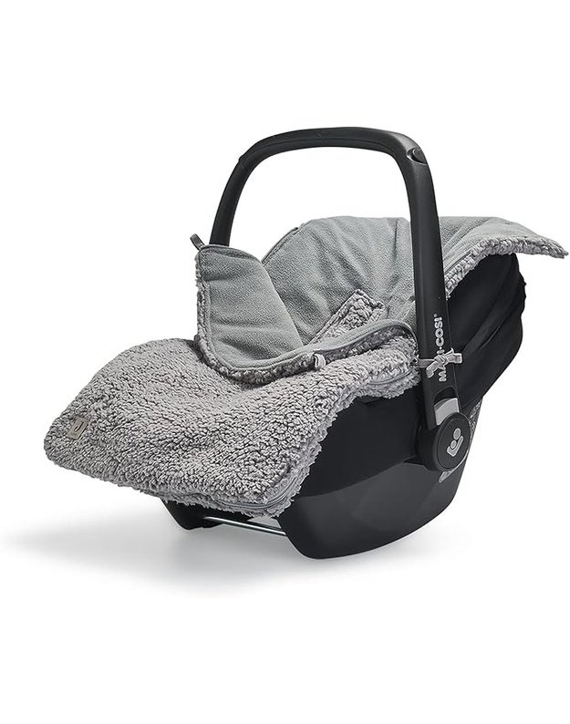 Jollein Teddy Storm Grey Footmuff for Baby Car Seat (0+) with Dots