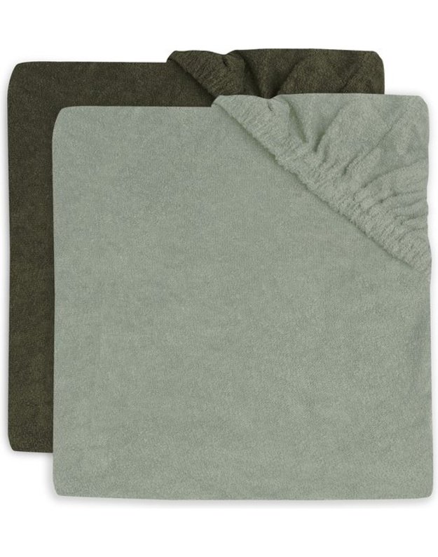 Jollein vystymo čiužinio užvalkalai Terry 50x70 cm Ash Green / Leaf Green (2 vnt.)