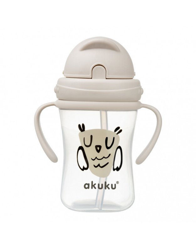 Akuku gertuvė su šiaudeliu, 300ml, su dviem rankenėlėmis, OWL A0204