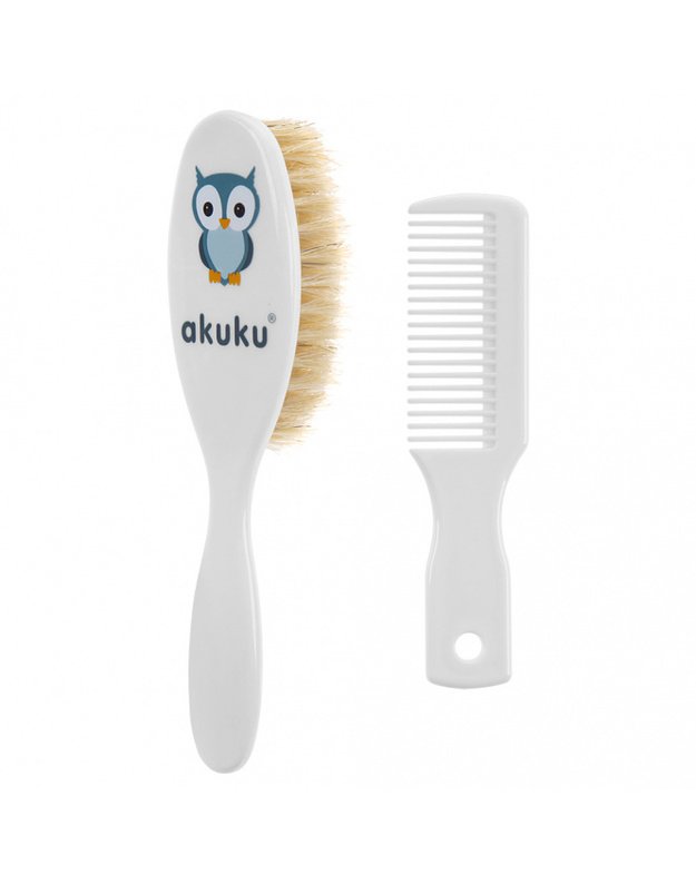 Akuku naturalių šerių plaukų šepetys ir šukos, A0307-WHITE